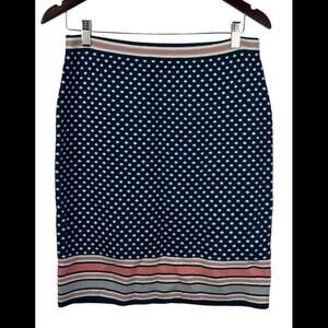Anthropologie Navy and Pink Polka Dot Skirt